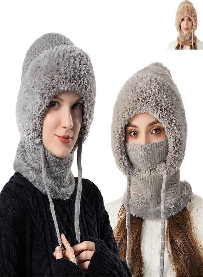 PMDYBY 3 in 1 Beanie Hat with Scarf and Mask, Women Balaclava Winter, 3 in 1 Winter Hat for Women, Warm and Wind-Resistant, Ideal for Outdoor Skiing and Travel(Gray) - Image 1